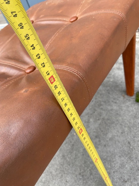 Image 1 of Poggiapiedi vintage in legno di faggio e pelle per Bröderna Andersson,