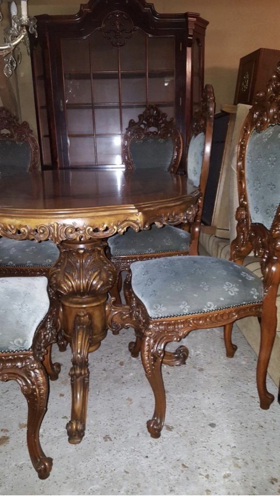 Image 1 of Barok italiano eetkamer tafel met 6 stoelen 