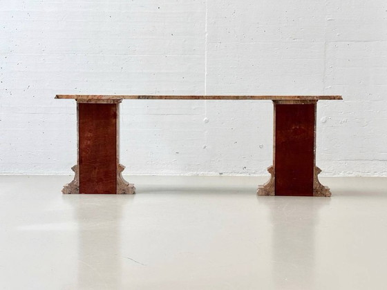 Image 1 of Console table in reddish-brown marble with polished surface, Italy