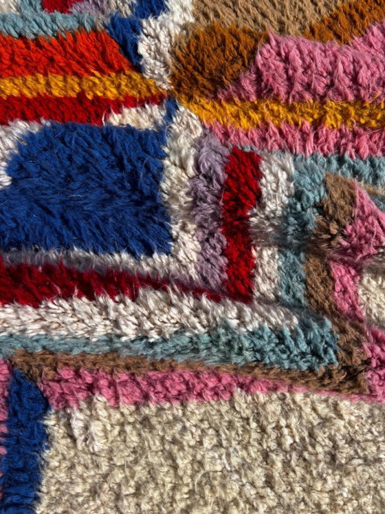Image 1 of Berber Colorful Moroccan Beni Ourain Wool Rug 220x300 cm - Berber Moroccan Rug - Handmade Boho Floor Carpet with Bold Multicolor
