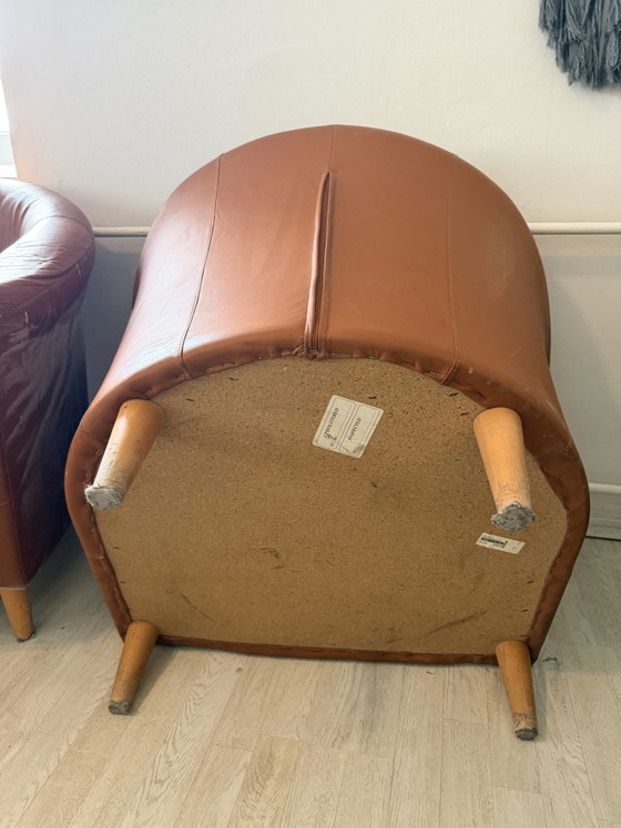 2er Set Vintage Leder-Club-Sessel in Cognac-Braun – Armchairs, Leather, Wood (photo 4 of 5)