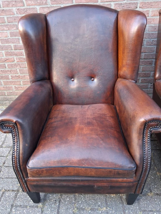 Twee oorfauteuils schapenleer – Wood (photo 2 of 6)