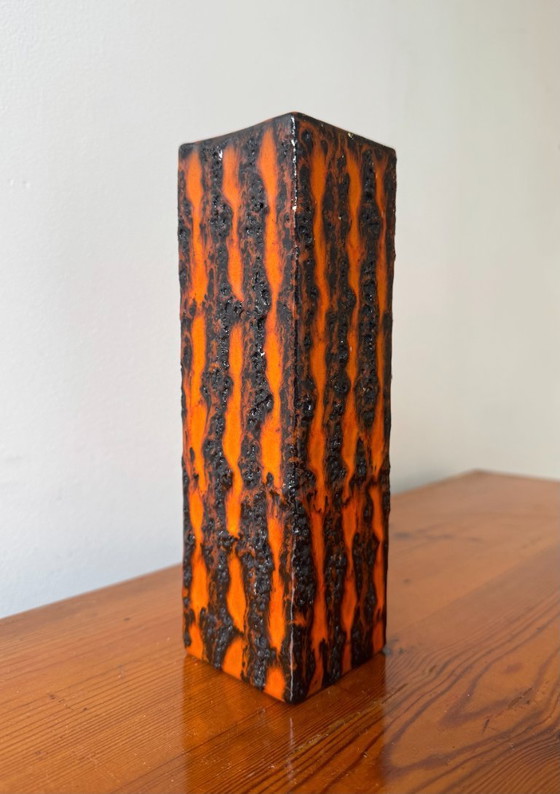 Image 1 of Vaso quadrato arancione vintage Fat Lava di Scheurich Keramik 423