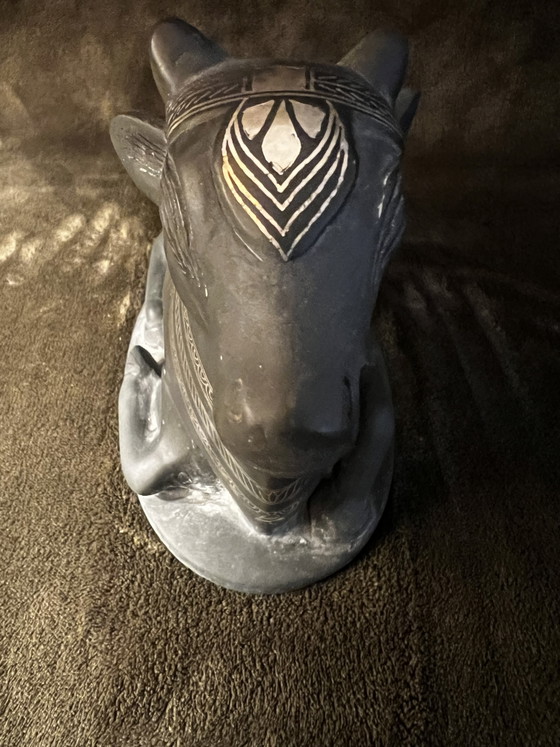 Exceptional Vintage Bidriware Nandi – Handmade India – Silver Inlay – Sculpture, Metal (photo 8 of 10)
