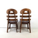 2x vintage brutalist fishbone chair oak chair 70s