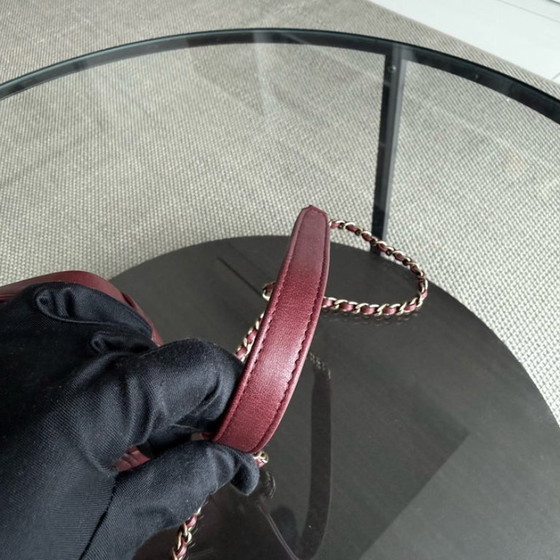 Image 1 of Chanel Flap - 22CM Chevron Calfskin Burgundy Gold Hardware Series 22