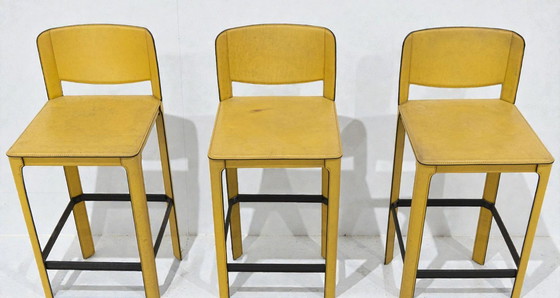 Image 1 of Sgabelli da bar in pelle di Tito Agnoli per Matteo Grassi