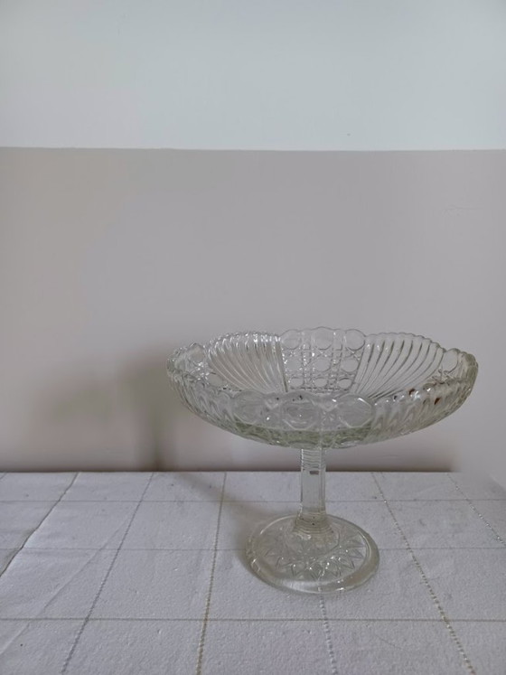 Franse Art Deco compotier. Geperst glas. 1920-30 – Schalen (photo 6 of 6)