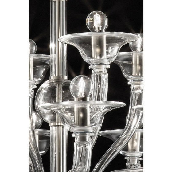 Image 1 of Luxuriöser Kronleuchter aus transparentem Muranoglas – Modernes lineares Design