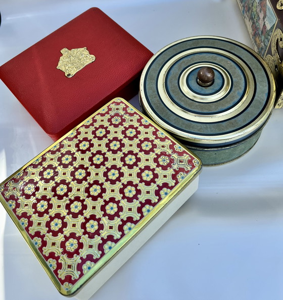 Image 1 of Juego de 6 latas de pan de jengibre nostálgicas – Lebkuchen Schmidt & Wicklein, Nuremberg, ca. 1950-1970