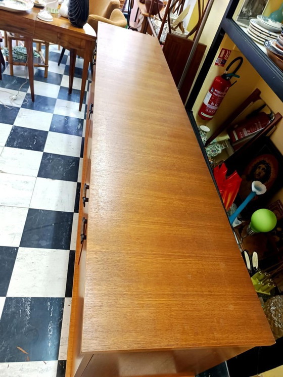 Image 1 of Teakhouten en leren dressoir van Malora, 1955