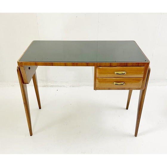 Image 1 of Vintage desk in wood and brass, Italy 1950s