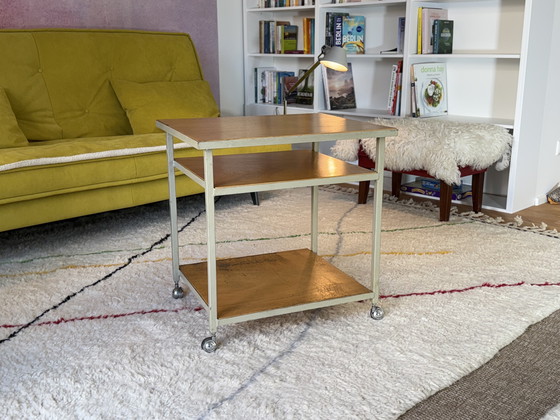 Image 1 of 1970s industrial side table Vintage serving trolley Space Age Coffee table 