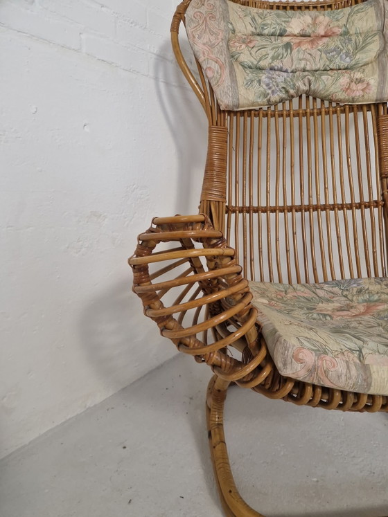 Tito Agnoli Italy, Rattan Chair from the 1960s, Armchairs, Textile, Brown (photo 5 of 7)