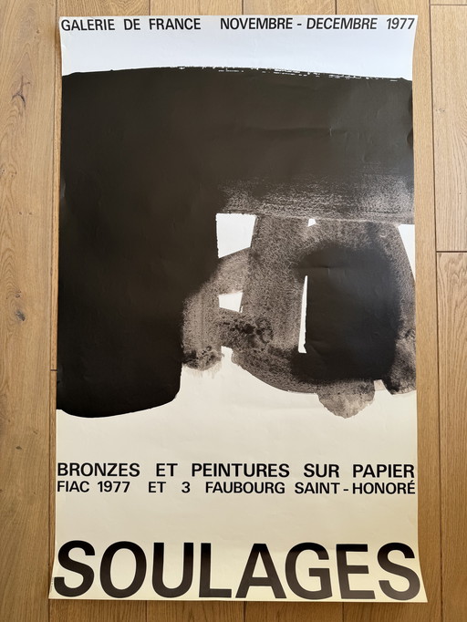 Pierre Soulages - Bronzes et Peintures, 1977 vintage poster exhibit céramique