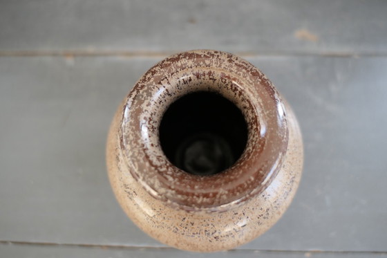 Image 1 of Vintage set of round vases in cream and brown tones