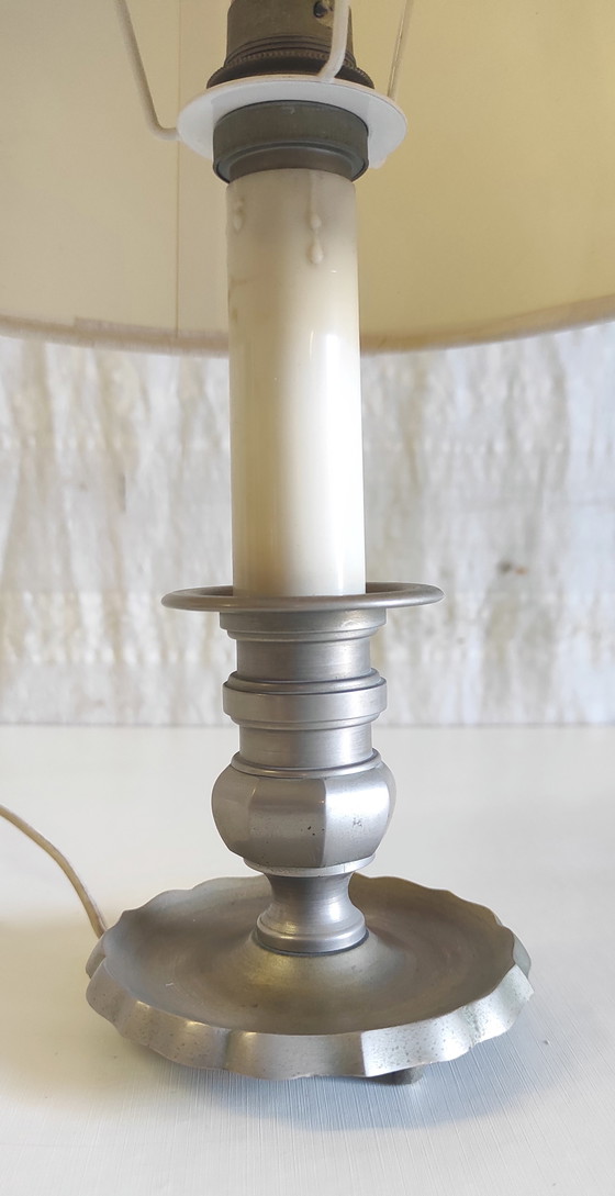 Neoclassical Style Pewter Table Lamp - Mid-20th Century – Metal (photo 8 of 8)