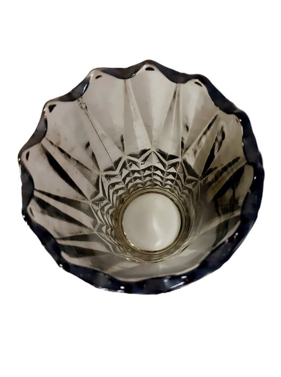 Image 1 of Vintage sierlijke gerookte groene glazen vaas