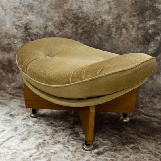 Image 1 of Vintage Stool with Sculptural Wooden Base, 1980s