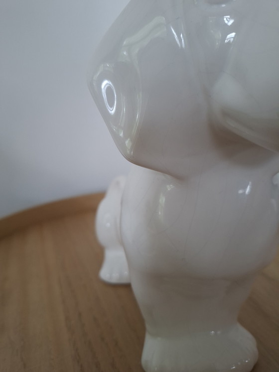 Image 1 of Vintage Italian Ceramic Dachshund – 1980s – White Glaze (22cm)