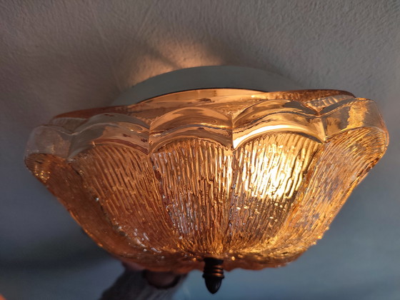 Image 1 of Lampe de plafond Vintage Lampe de plafond Lampe murale 60s Sixties Verre Ambre