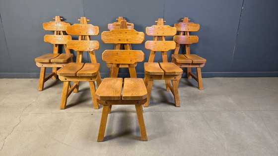 Image 1 of Vintage Spanish brutalist dining chairs, set of 6 - 1960s