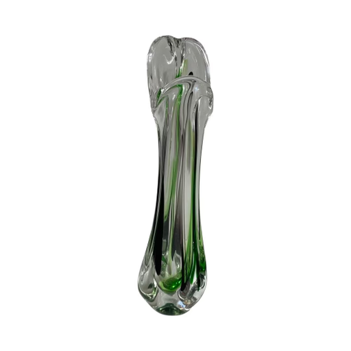 Max Verboeket – Kristalunie Maastricht – Vase (groß) mit Lila und Grün – unbenutzt, Vintage