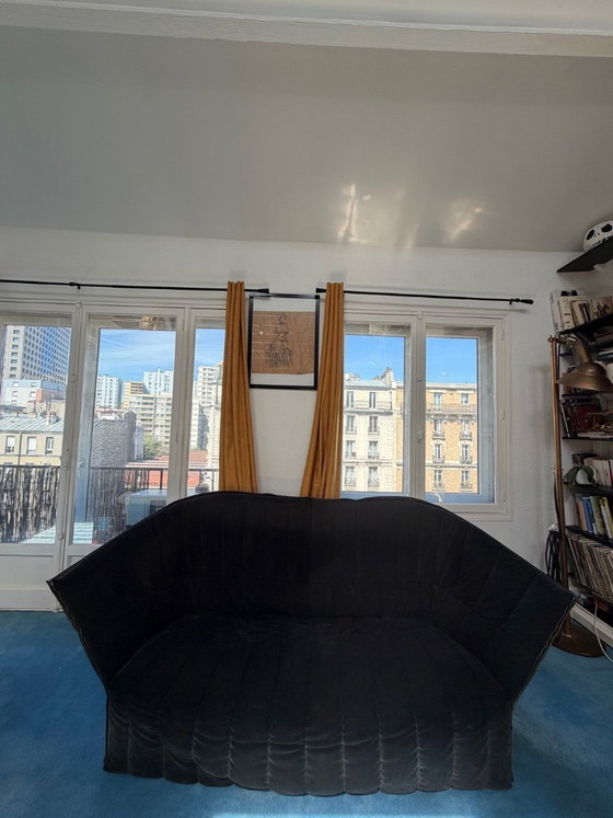 Image 1 of Moël black velvet 3-seater sofa by Ligne Roset