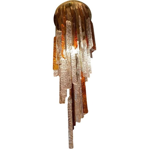 Lampe suspendue bicolore en verre Mazzega Murano, 1970
