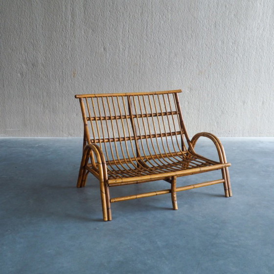 Mid-Century Rattan & Bamboo Two-Seater Lounge Sofa – 2 seaters (photo 4 of 18)