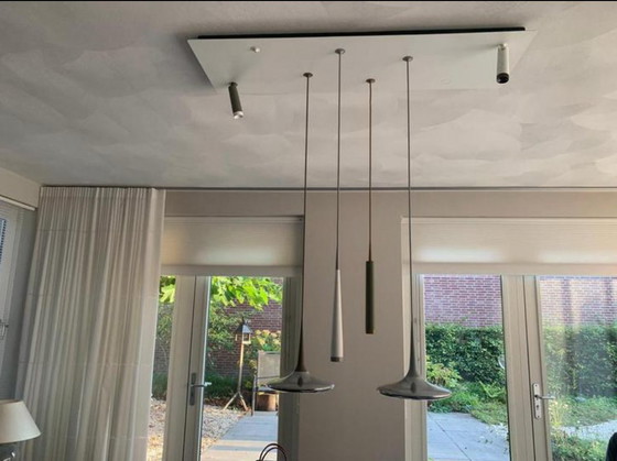 Image 1 of Vintage Tobias Grau Plafondlamp - Grote Plaat 120x40cm Lampen 2 Valbladeren