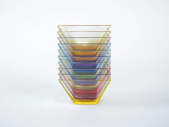 Image 1 of Set di ciotole quadrate in vetro, design italiano, anni '80, made in Italy