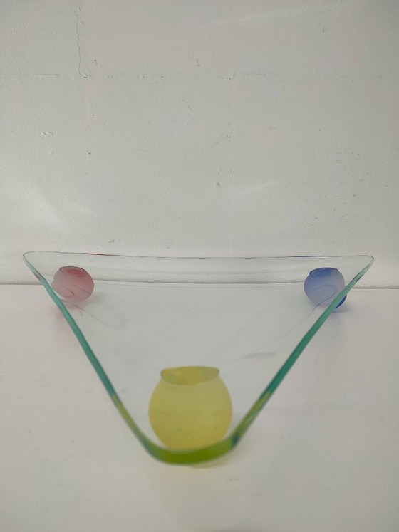 Image 1 of Glass Fruit Bowl Memphis Milano Style