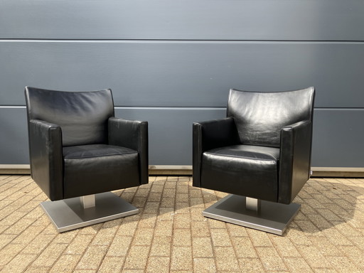 2x black leather Jori Kubolo side chairs Top condition!!!