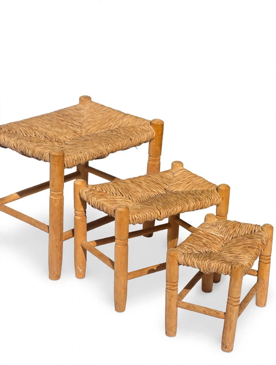 Mimiset Vintage Assise en Jonc – Tabourets, Wood, Rattan (photo 4 of 5)