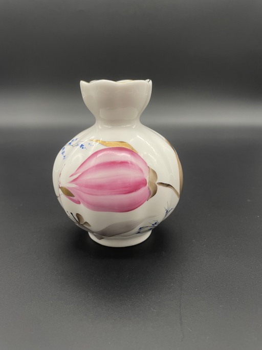 Lomonosov LFZ Vase “Tulip” – Pink Tulips, St. Petersburg – vazen, Porcelain