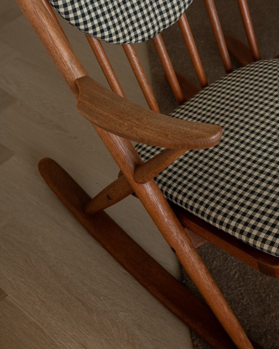 Image 1 of Vintage Deense teakhouten schommelstoel model 182 van Frank Reenskaug voor Bramin, jaren 1950.