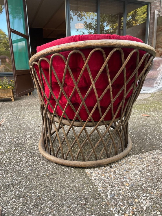 Sedia Rotonda Vintage Rattan Bambù Velluto – Poltrone, Velvet (photo 4 of 7)