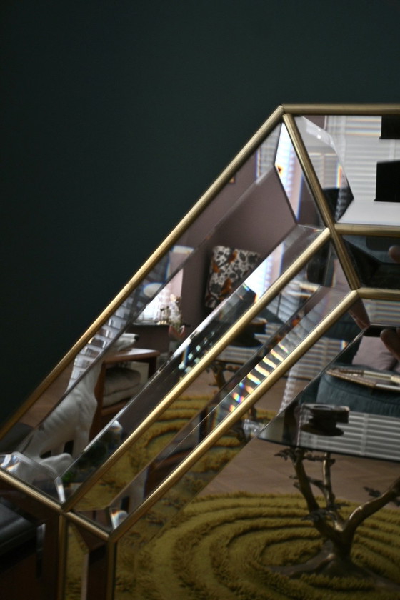 Image 1 of Large mirror with facet-cut glass, octagonal