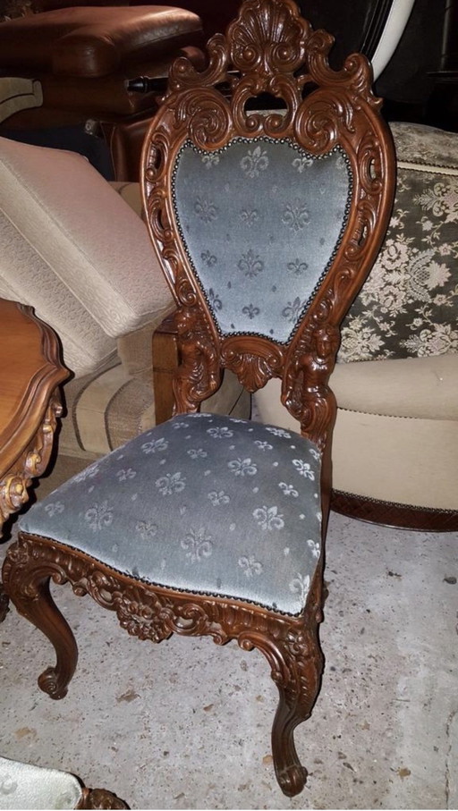 Barok italiano eetkamer tafel met 6 stoelen 