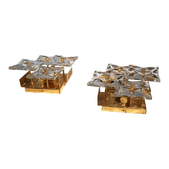 Image 1 of Set di 2 lampade da parete in cristallo Kinkeldey Hollywood Regency, 1970