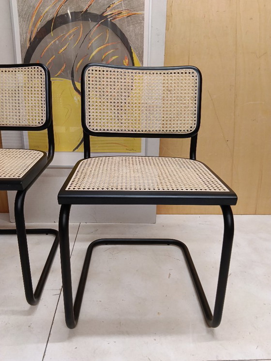Image 1 of ALIVARMVSEVM 104. SET of 2 CESCA B32 Chairs (NEW) in Black Frame Limited Edition 