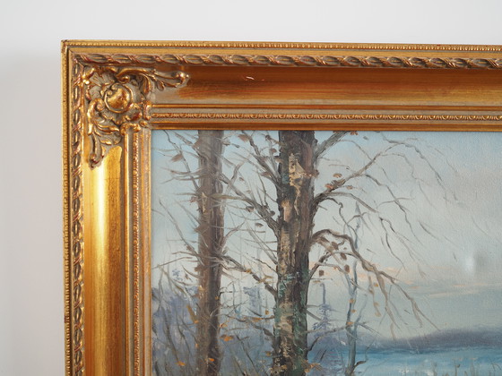 Image 1 of Tableau "Le ruisseau d'hiver", design scandinave, années 1970