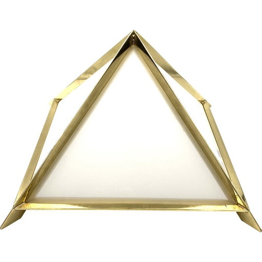 Vintage golden brass Pyramidal table lamp by Christos, Italy 1970