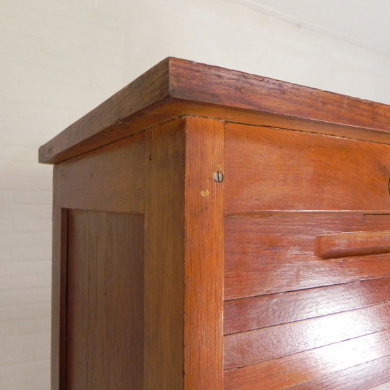 Image 1 of Eichenschrank mit Rollläden und 3 Rollläden, 180 cm hoch, 1950er Jahre