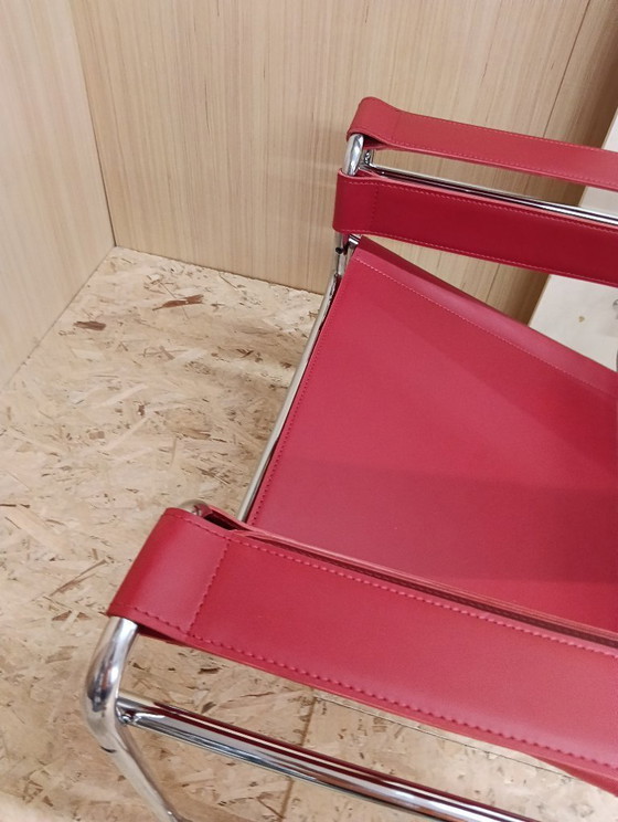 Image 1 of KNOLL Studio Set van 2 WASSILY B3 fauteuils (NIEUW) in rood leer
