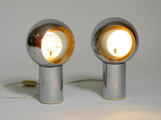 Image 1 of Paar schöne große Mid Century Space Age Chrom Tischlampen - Made in Italy