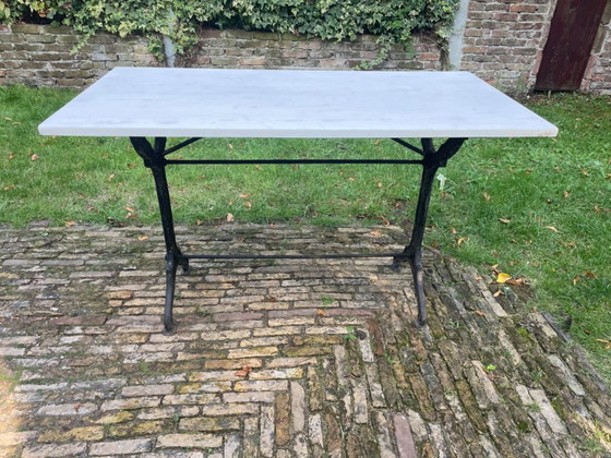 Tuintafel Bistrotafel Met Marmer Frans Antiek Frans – Marble, Wood (photo 10 of 17)