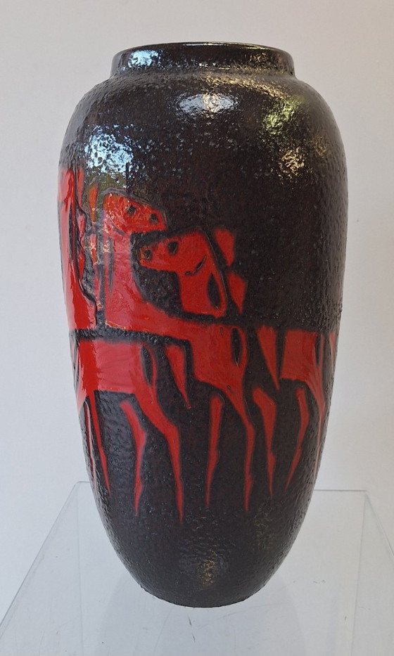 Image 1 of XL Scheurich keramik vase with horses.