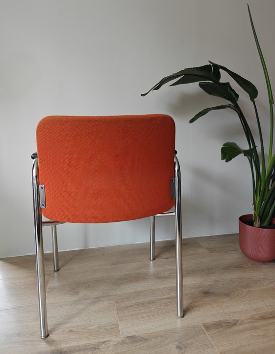 Image 1 of Vergaderstoel chroom & oranje stoffering